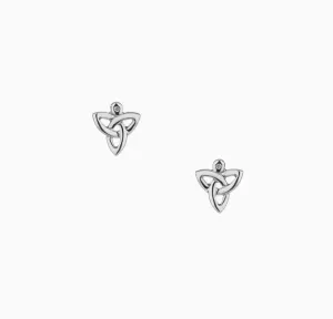 10k White Gold Trinity Post Earrings - Diamond