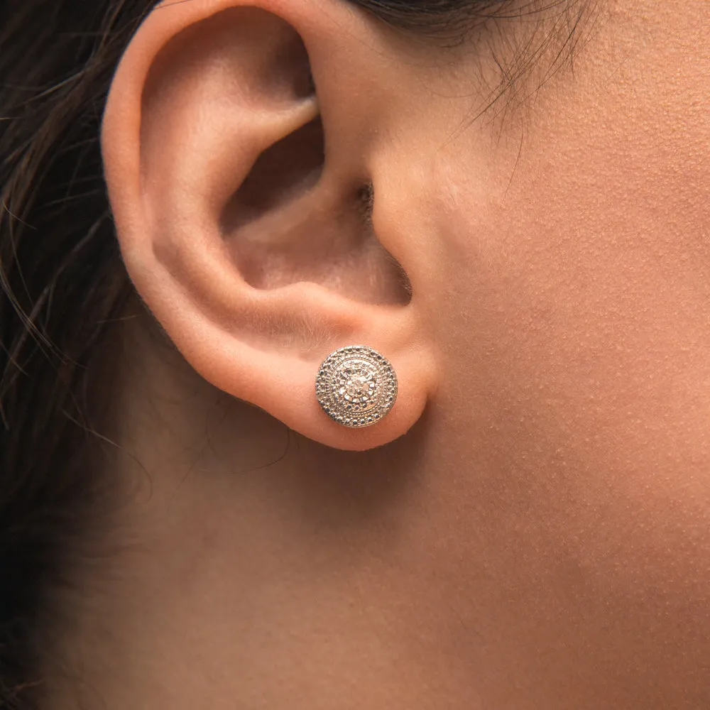 14 Brilliant Diamonds Stud Earrings in Sterling Silver
