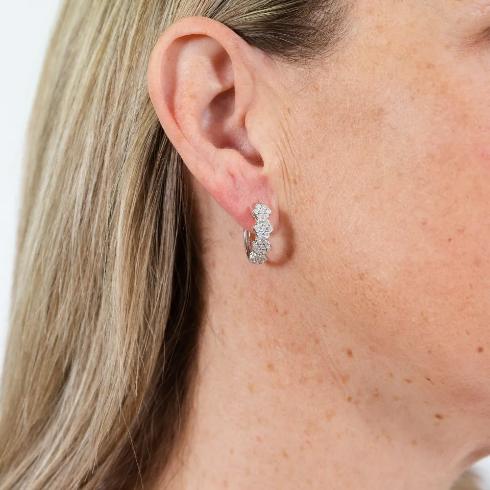 1/4 Carat Diamond Flower Hoop Earrings in Sterling Silver