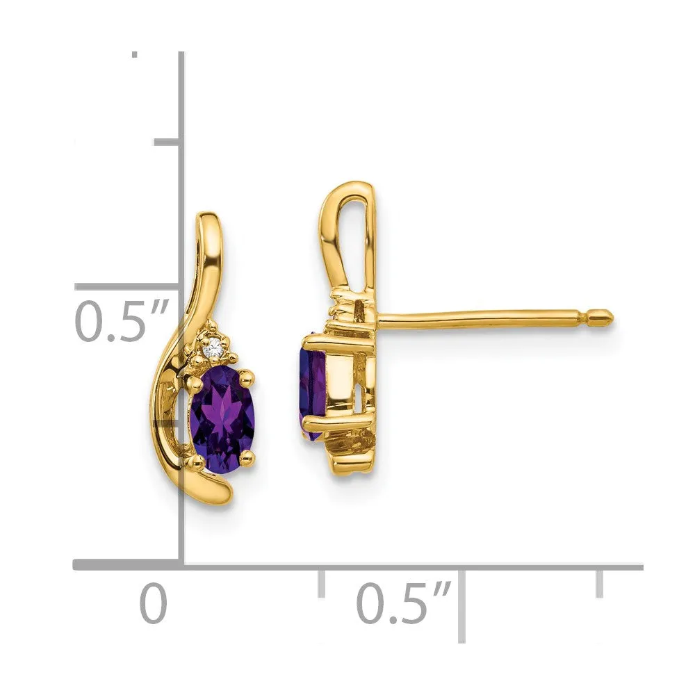 14K Diamond & Amethyst Earrings