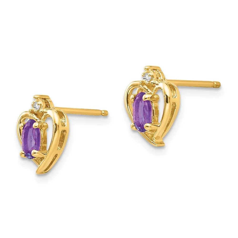14K Diamond & Amethyst Earrings