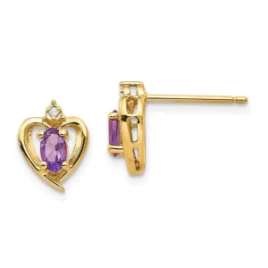 14K Diamond & Amethyst Earrings