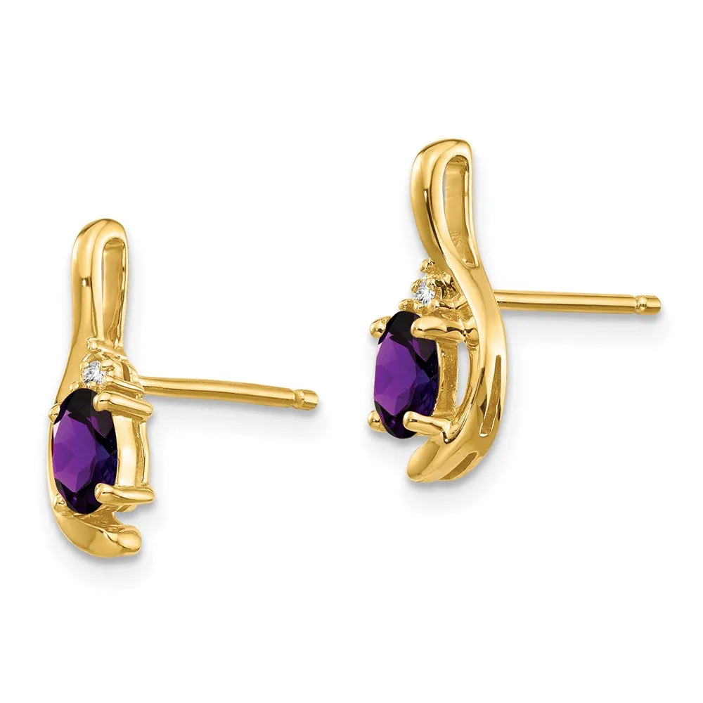 14K Diamond & Amethyst Earrings
