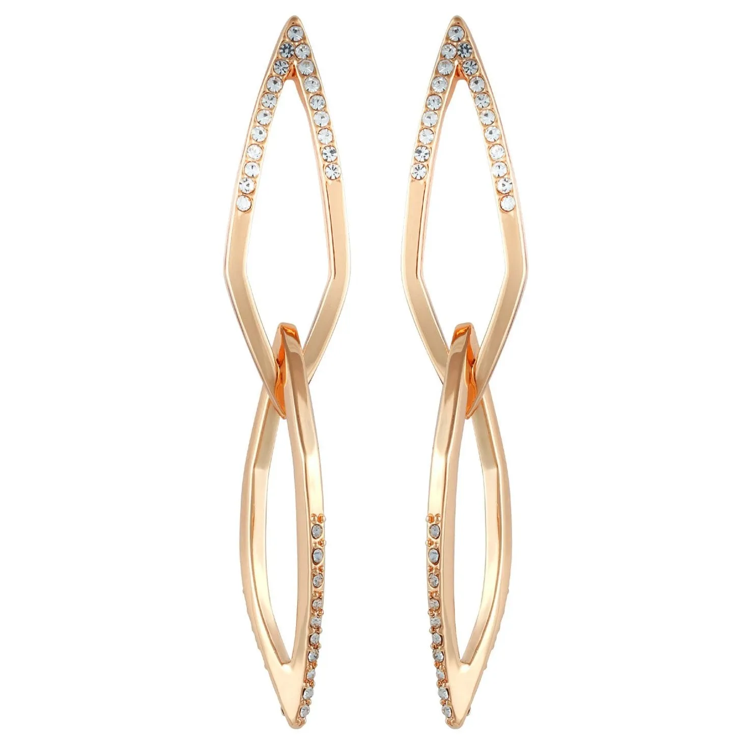 14K Goldtone Crystal Stone Link Drop Earring