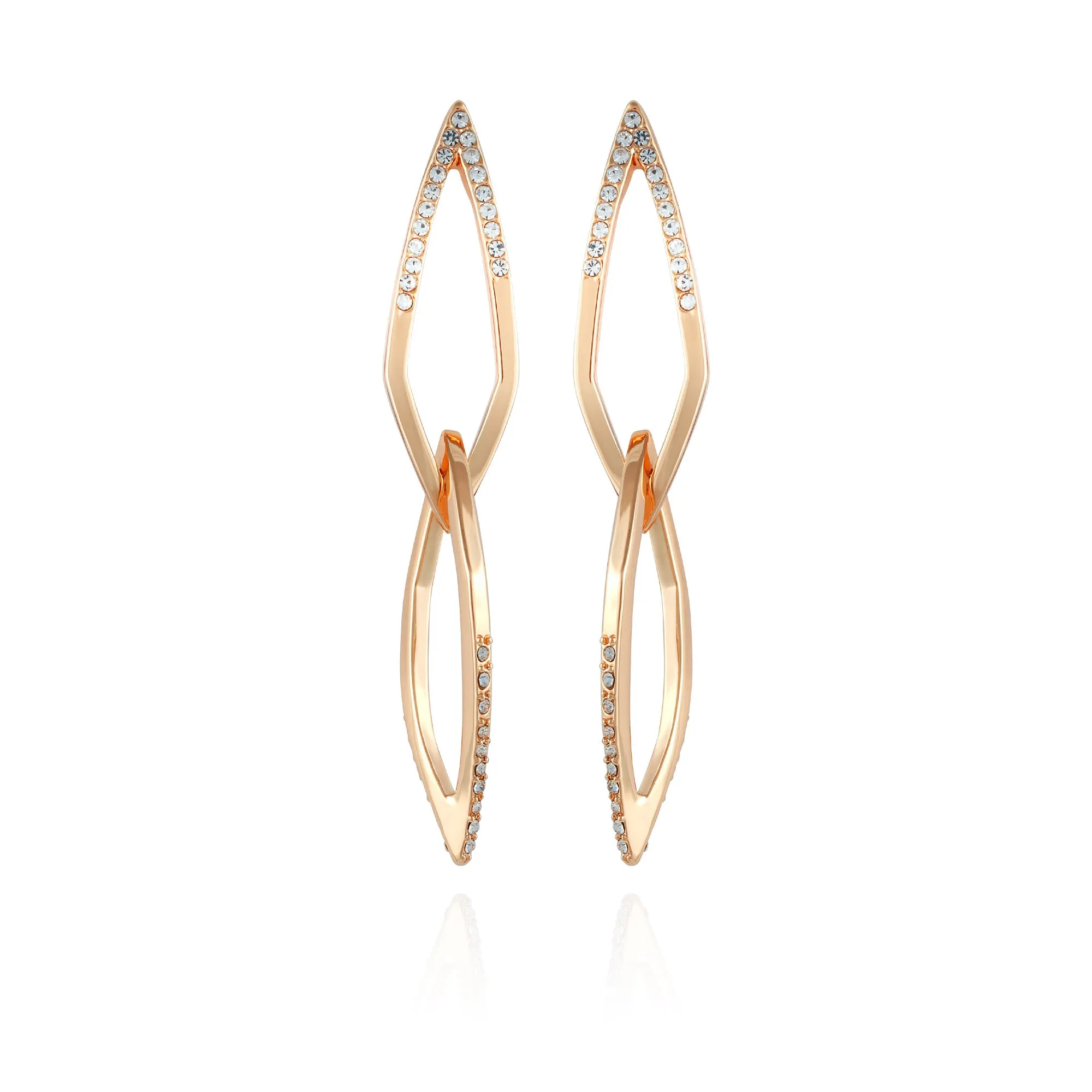 14K Goldtone Crystal Stone Link Drop Earring