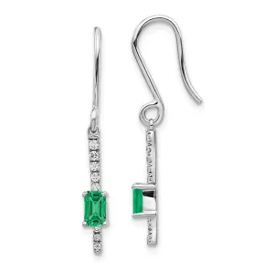 14k White Gold Diamond & Emerald Fancy Earrings