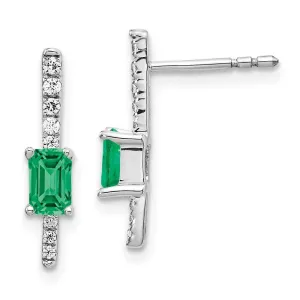 14k White Gold Diamond & Emerald Fancy Earrings