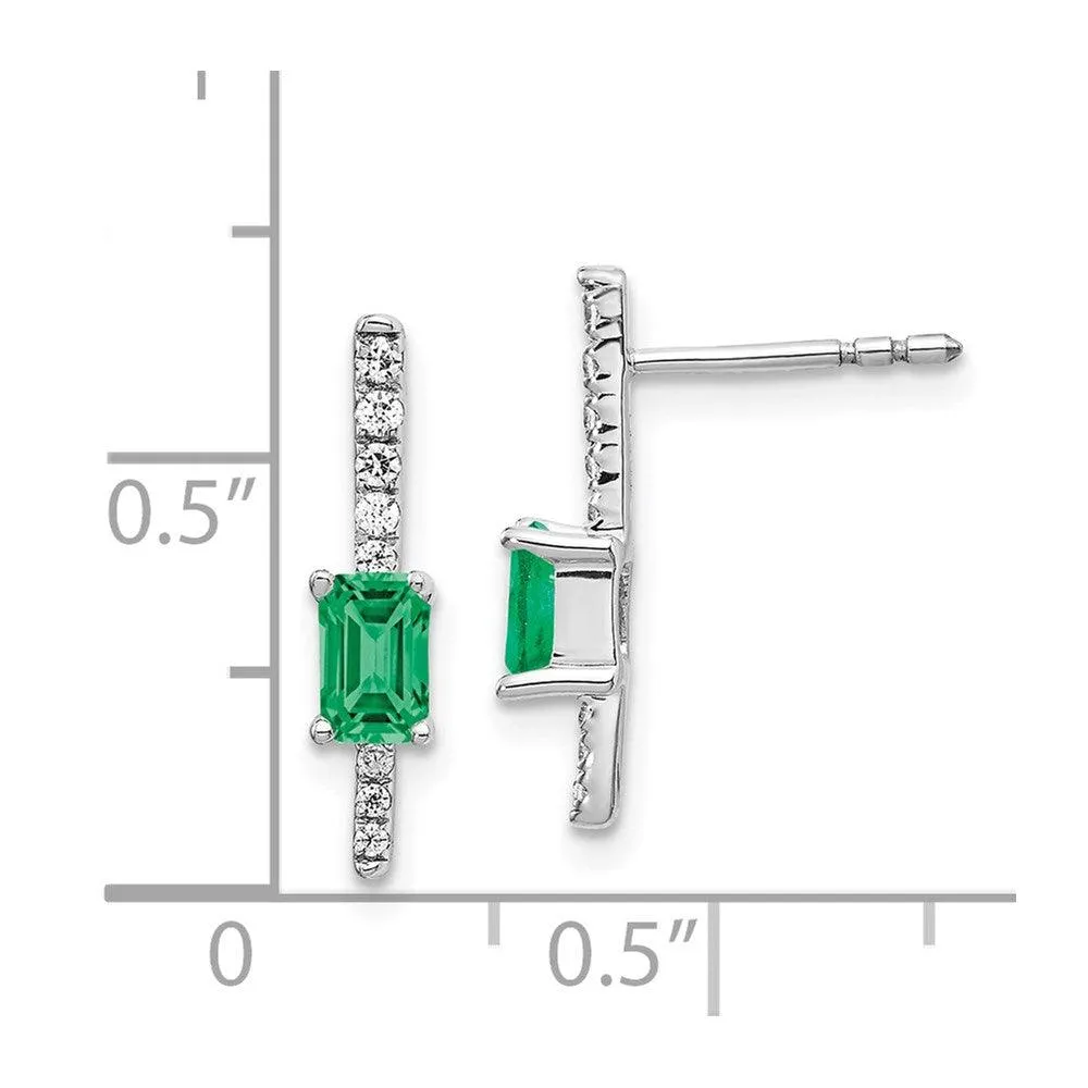 14k White Gold Diamond & Emerald Fancy Earrings
