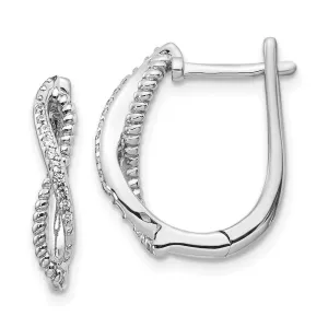 14K White Gold Diamond & Twisted Rope Hinged Post Earrings