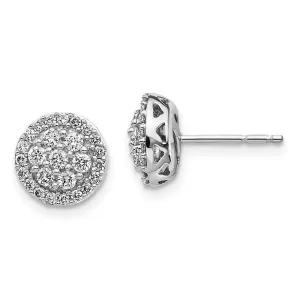14k White Gold Diamond Cluster Earrings