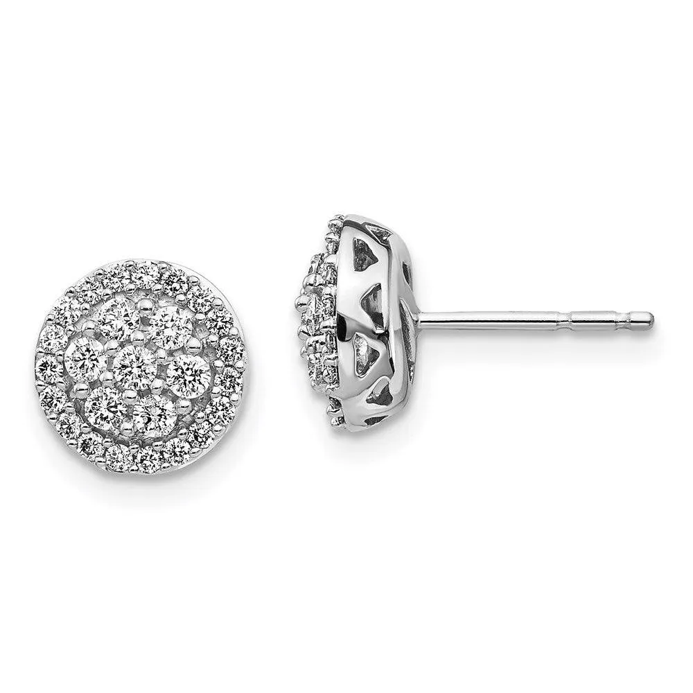 14k White Gold Diamond Cluster Earrings