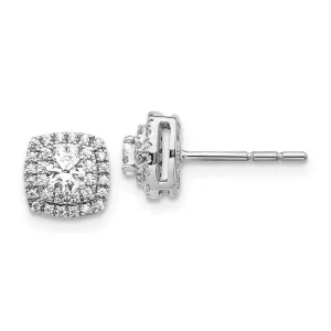 14k White Gold Diamond Halo Earrings