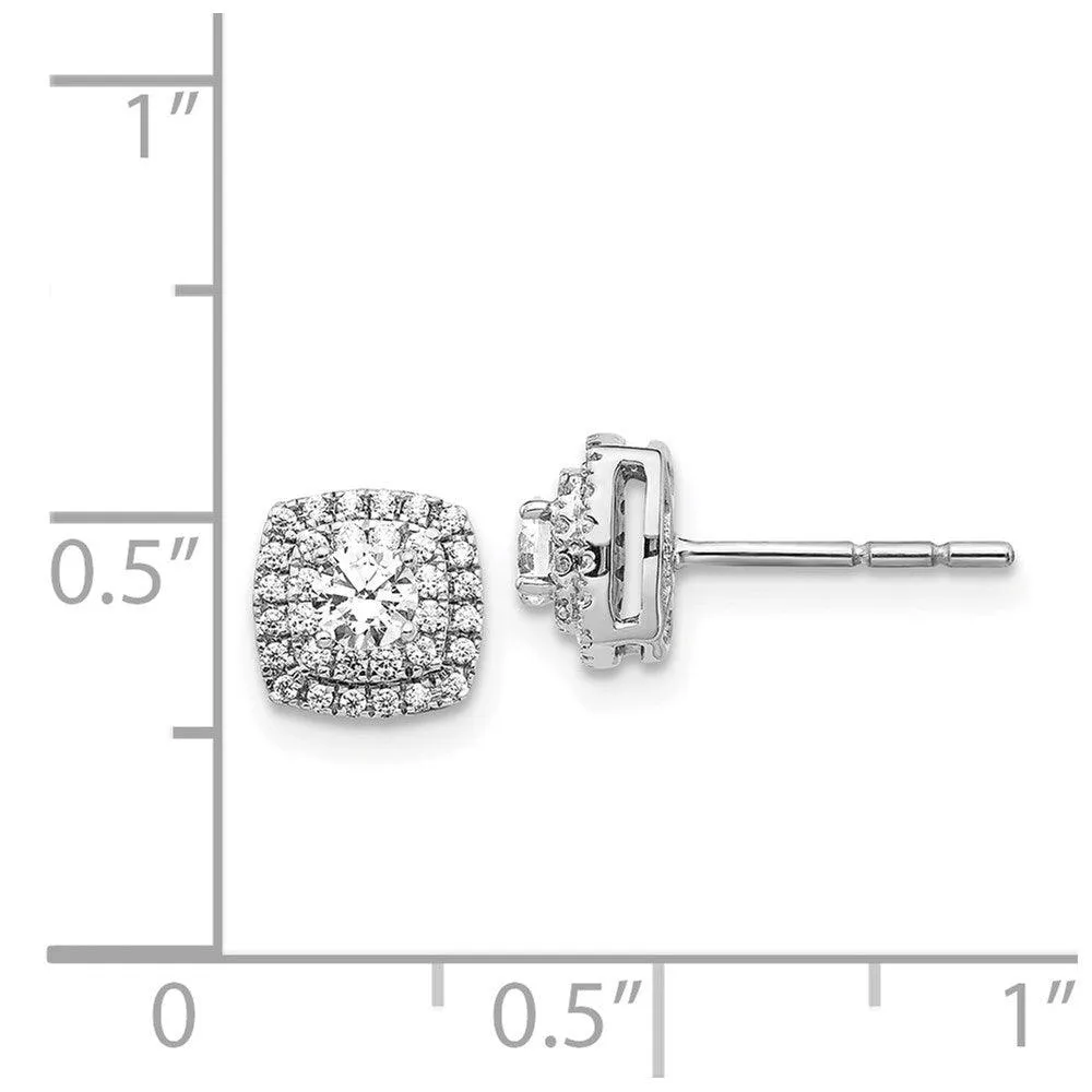 14k White Gold Diamond Halo Earrings