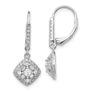 14k White Gold Diamond Leverback Earrings