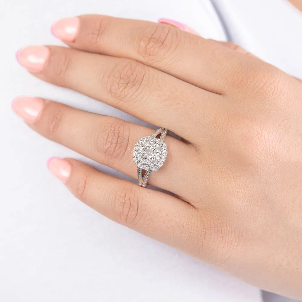 1/5 Carat Diamond Ring with 25 Brilliant Diamonds in Sterling Silver
