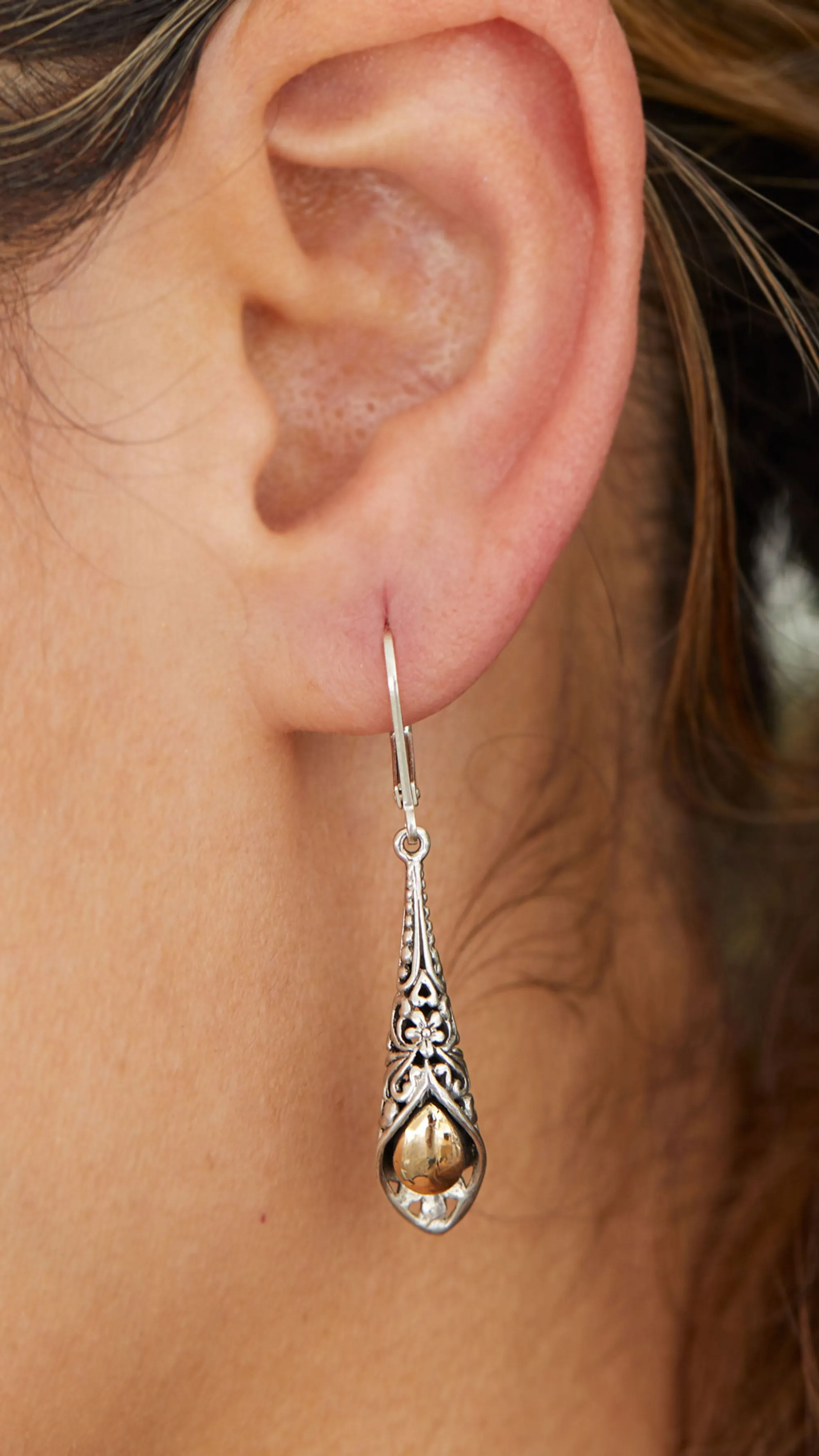 18K Gold & Sterling Drop Ear