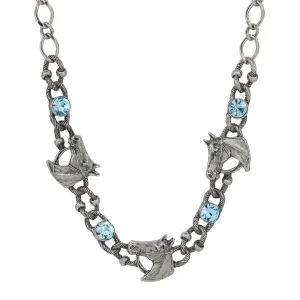 1928 Jewelry Equestrian Tide Rope Crystal Link Necklace 16"   3" Extension