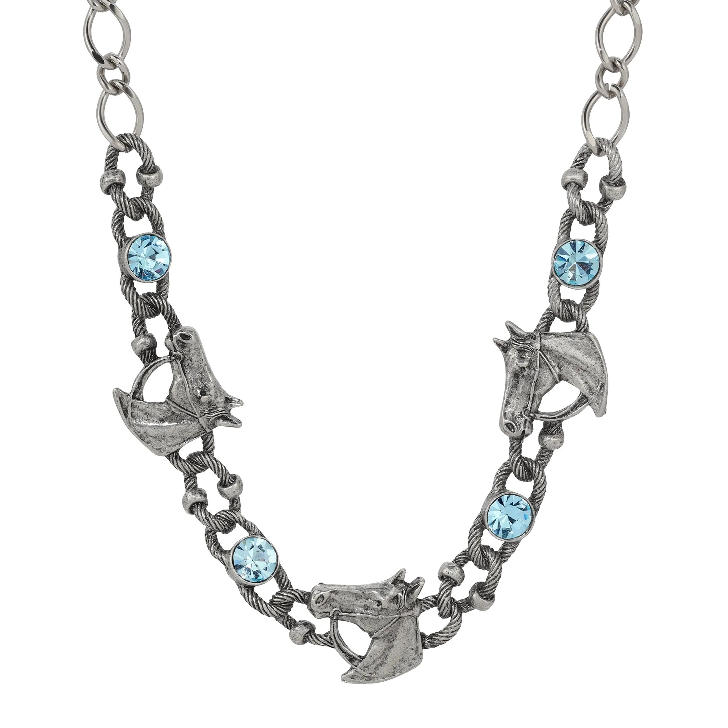 1928 Jewelry Equestrian Tide Rope Crystal Link Necklace 16"   3" Extension