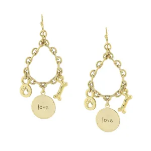 1928 Jewelry Live Love Rescue Hope Paw Bone Drop Earrings