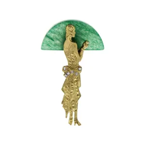 1928 Jewelry Roaring 20's Women Green Aventurine Gemstone Pin