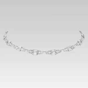 1928 Jewelry Vintage Austrian Crystal Baguette Link Necklace 15"
