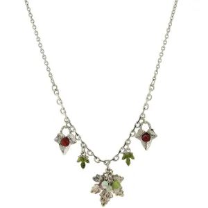1928 Jewelry Winery Green And Purple Accent Grape Leaf Drop Necklace 16"   3" Extender