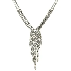 2028 Jewelry Clear Crystal Front Drop Statement Necklace 15"   3" Extender