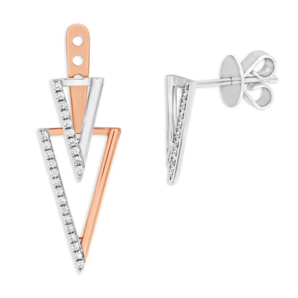 9ct Rose Gold Drop Earrings With 0.2 Carats Of Diamonds