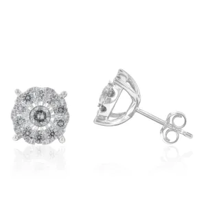 9ct White Gold 1 Carat Diamond Stud Earrings