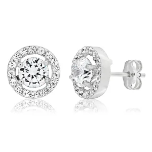9ct White Gold Cubic Zirconia Round Halo Stud Earrings
