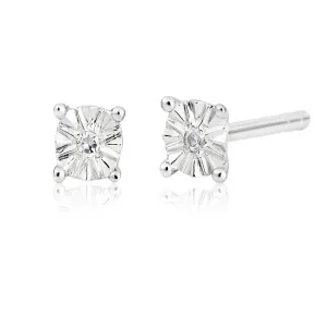9ct White Gold Diamond Earrings