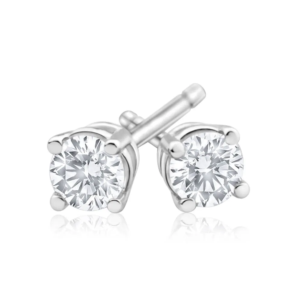 9ct White Gold Diamond Stud Earrings Set With 2 Gorgeous Brilliant Cut Diamonds