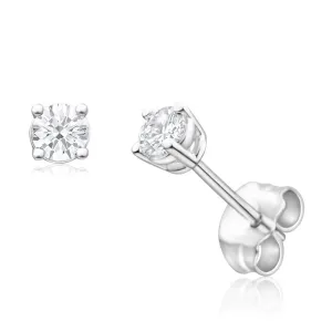 9ct White Gold Diamond Stud Earrings Set With 2 Gorgeous Brilliant Cut Diamonds