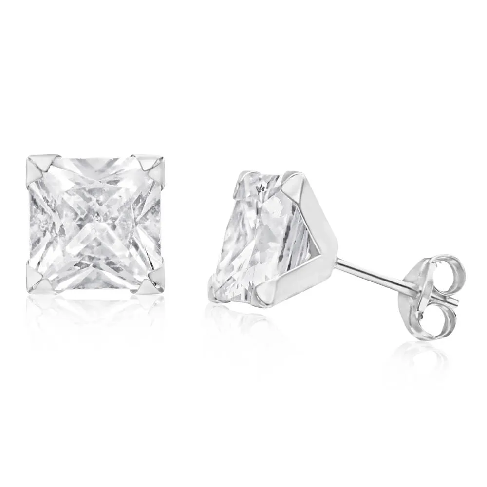 9ct White Gold Gorgeous Cubic Zirconia Stud Earrings