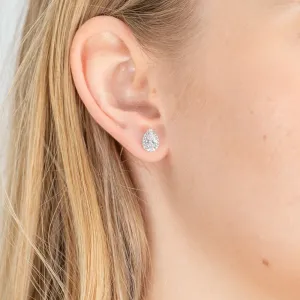 9ct White Gold Zirconia Pear Shape Halo Studs
