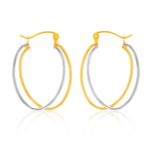 9ct Yellow And White Gold Double Hoop Earrings
