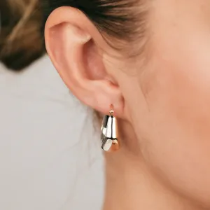 9ct Yellow And White Two Tone Gold Geometric Chunky Hoop Earrings