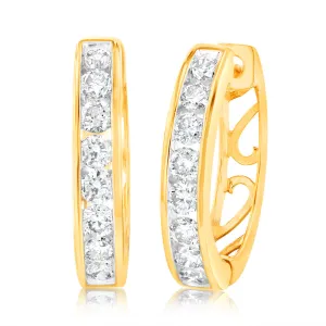 9ct Yellow Gold 1 Carat Diamond Stud Earrings
