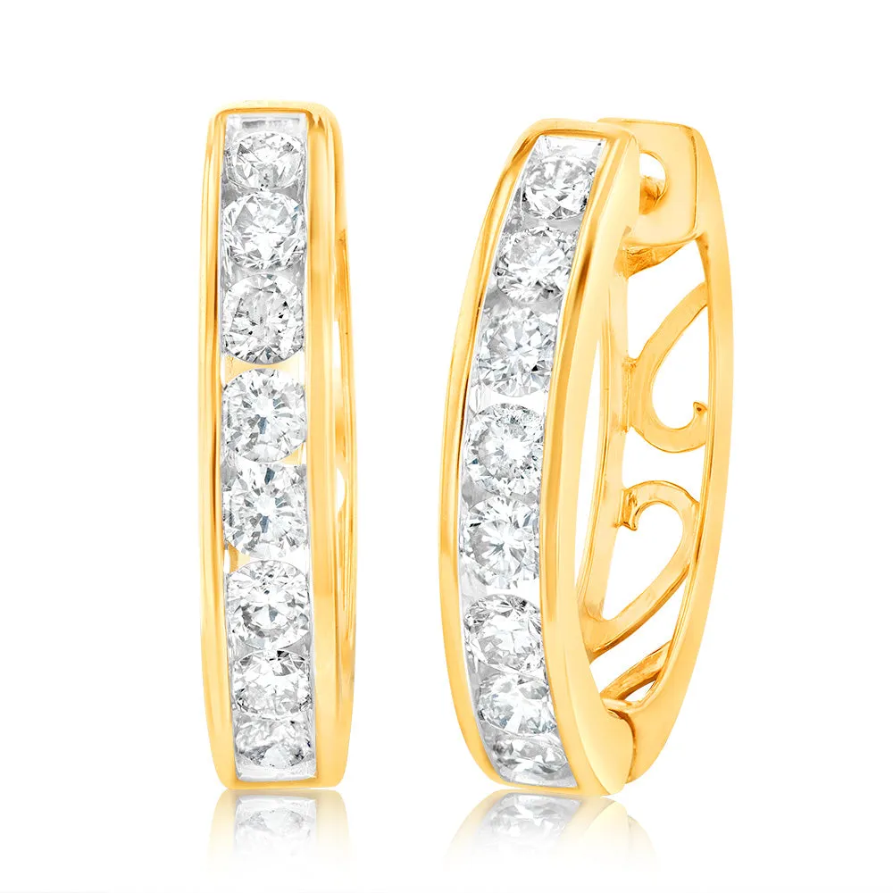 9ct Yellow Gold 1 Carat Diamond Stud Earrings
