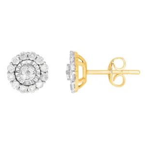 9ct Yellow Gold 1/2 Carat Diamond Stud Earrings