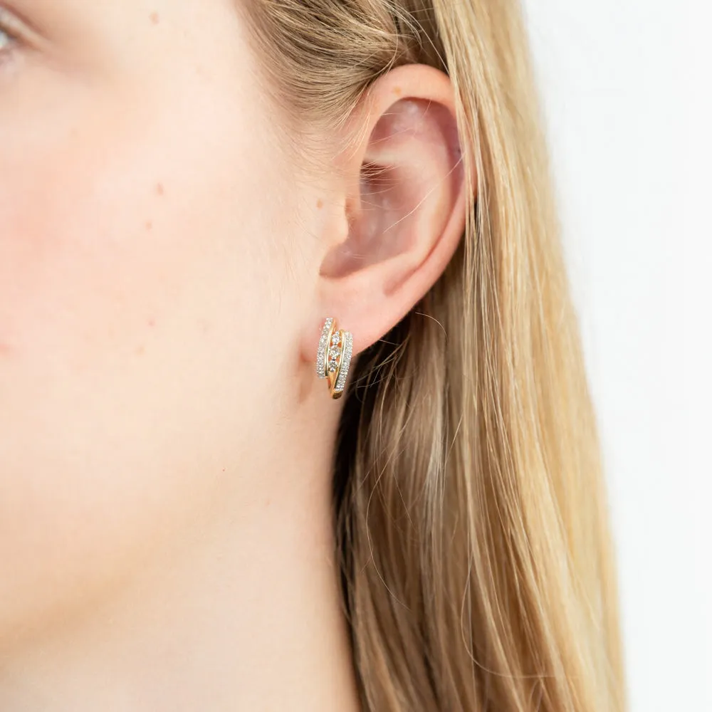 9ct Yellow Gold 1/3 Carat Diamond Earrings