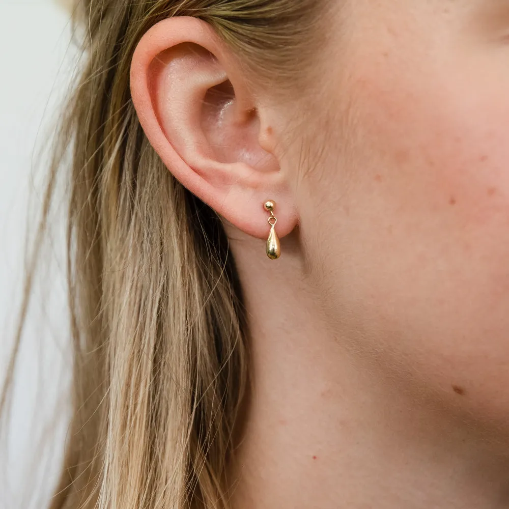 9ct Yellow Gold Bomber Drop Earrings