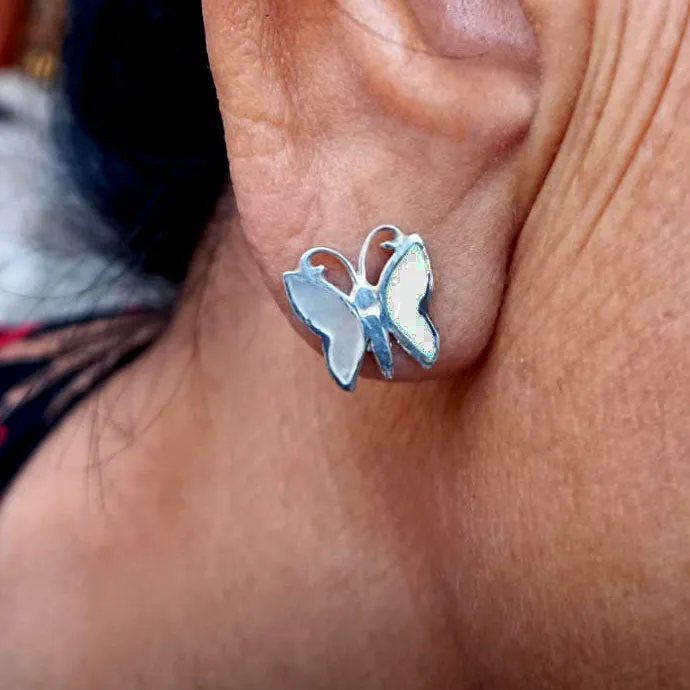 Abalone Butterfly Studs - Sterling Silver, Indonesia
