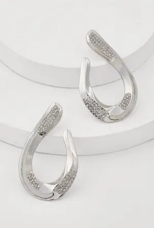 Abstract Rhinestone Studded Hoop Earrings