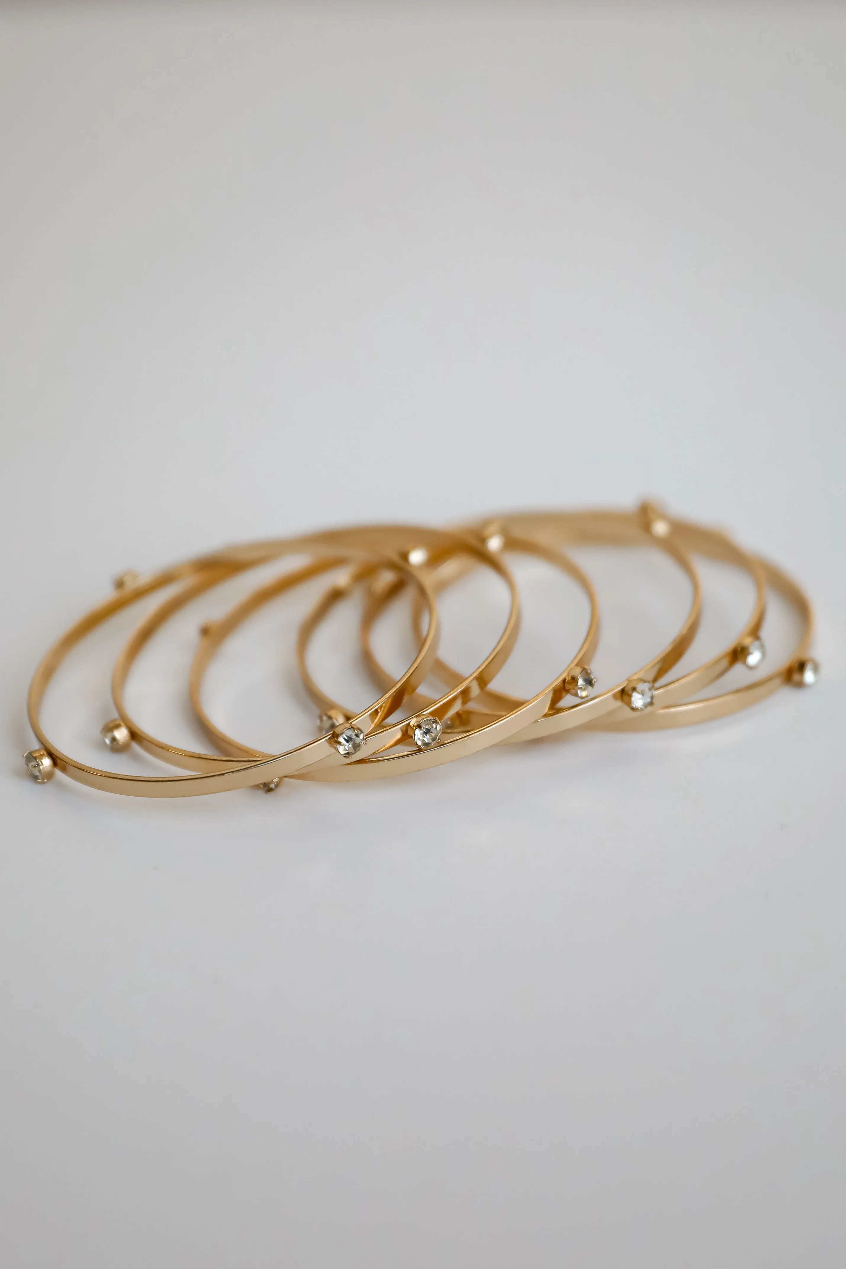 Ashley Gold Rhinestone Bangle Set
