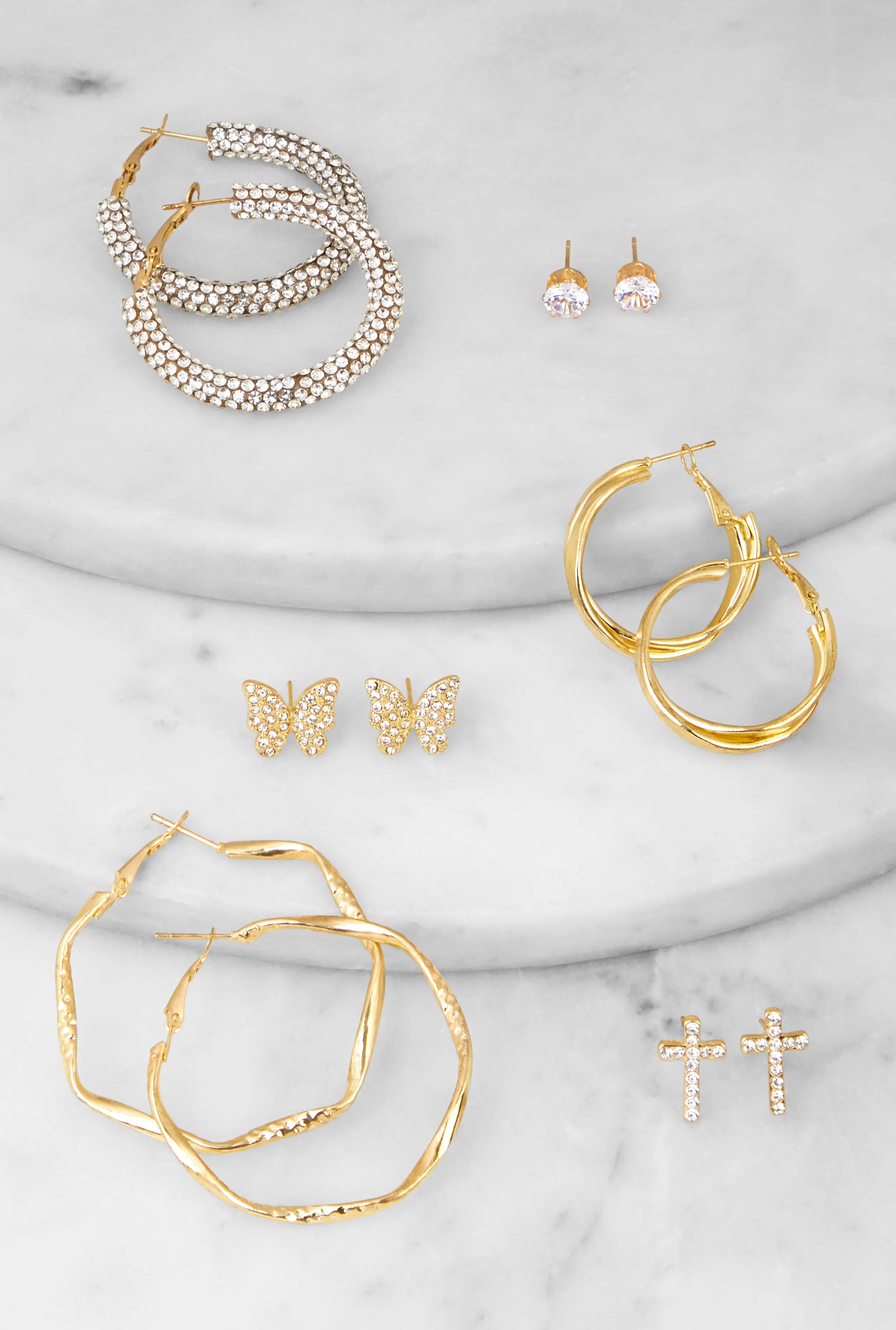 Assorted Stud and Hoop Earrings Set of 6