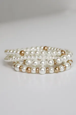 Aurora Gold Pearl Bracelet Set