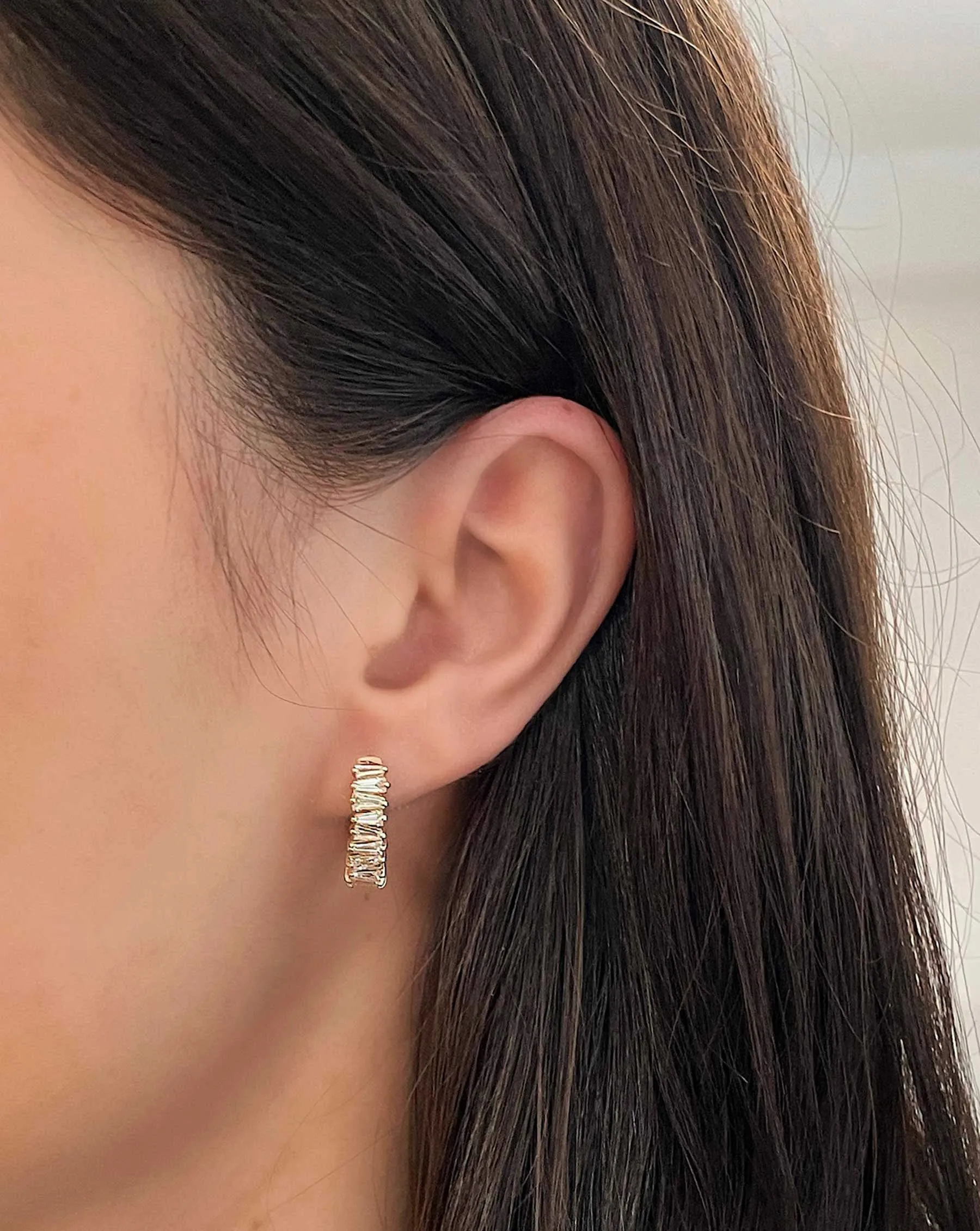Baguette Ridge Diamond Statement Earrings