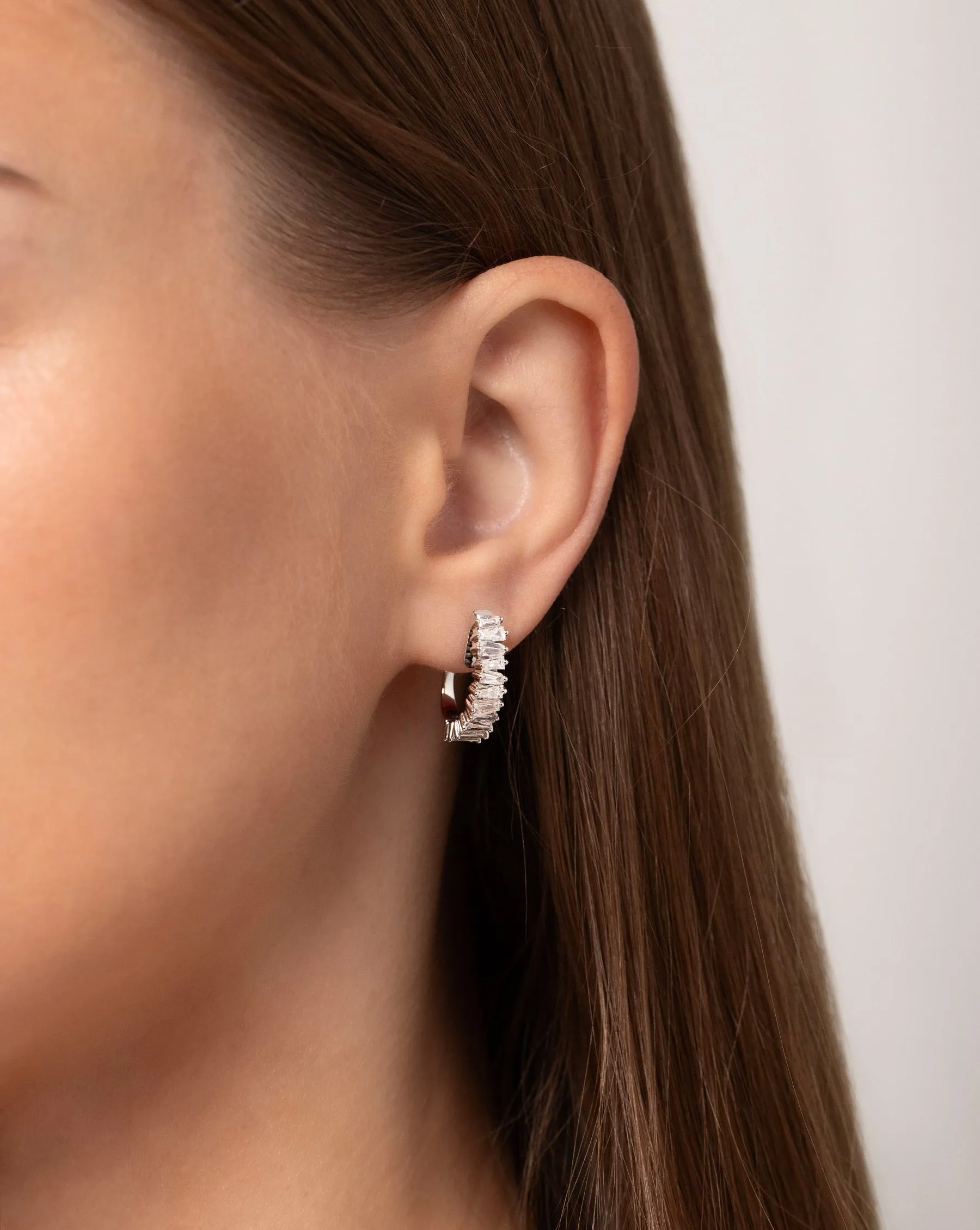 Baguette Ridge Diamond Statement Earrings