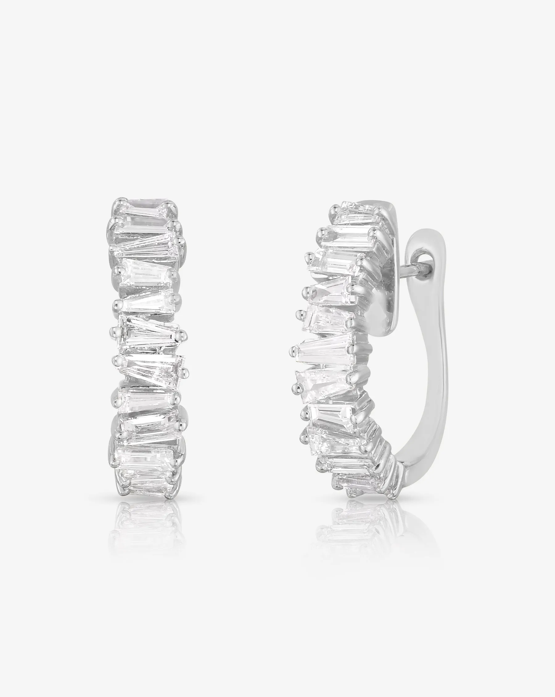 Baguette Ridge Diamond Statement Earrings